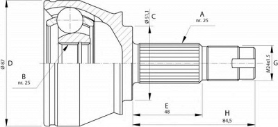 OPEN PARTS cvj570910 -  Шарнирный комплект, приводной вал